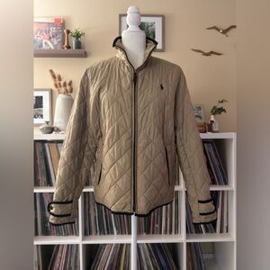 Ralph Lauren Sport Size Large Gold Quilted Zip Up Jacket